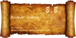 Bodnár Baksa névjegykártya